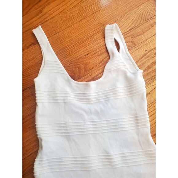 Vintage Arden B White Textured Ribbed Bodycon Sleeveless Mini Dress Small - Picture 2 of 8
